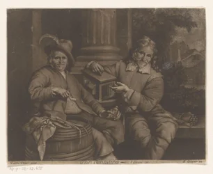 Two Men on a Bench with Various Objects (The Consulters)