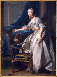 Portrait of Marie Anne de Montboisier Beaufort Canillac, Marquise de Caumont. Painting by Jean Valade (1709-1787), Oil on Canvas