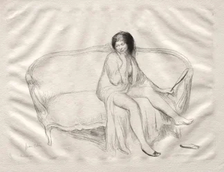 Nude Woman Seated on a Sofa