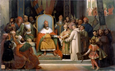 Charlemagne receives Alcuin, 780