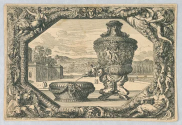 An Urn and Bowl in Eschutcheon, from Fontaines, Cuvettes et Cartouches
