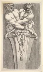 Design for a Term with Two Bacchic Figures, from: Curieuses recherches de plusieurs beaus ..., 1645