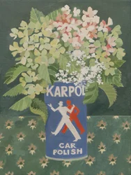 Hydrangeas in old car polish can