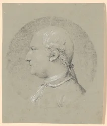 Male Portrait, Inscribed in a Circle, Profile Facing Left
