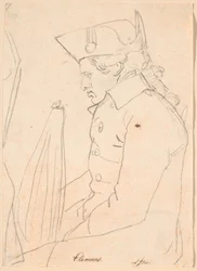 Portrait of the Engraver J.F. Clemens. Three-Quarter Figure Sitting in Profile to the Left