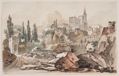 View with Palace Surrounded by Trees and Cliffs