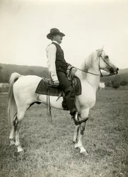 Homer Davenport cartoonist on his Arabian horse, c.1905-12
