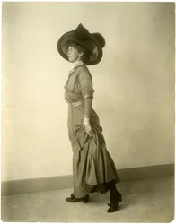 Model in feathered hat, c.1905-18