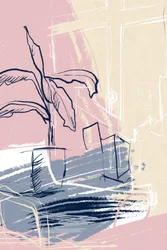 Blush Pink Abstract Plant