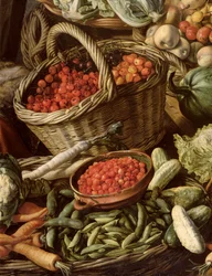 Detail of Still Life with Fruit, Vegetables and a Market Woman