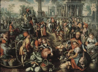 Market Scene: Ecce Homo, the Flagellation and the Carrying of the Cross