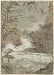 River Landscape with a Waterfall