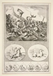 Top half: Nereids Sporting Bottom half: Two Reliefs and Six Coins