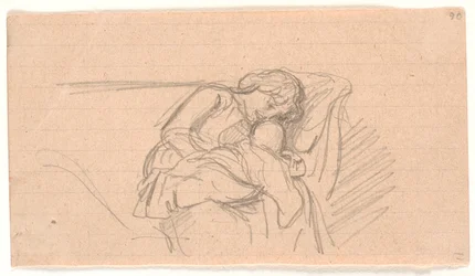 Woman with Child on Lap, Sitting on Sofa