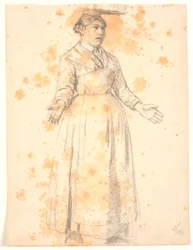 Standing Italian Woman with a Burden on Her Head