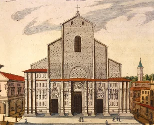 The Basilica of San Petronio in Bologna, Print from Theatrum Civitatum et Admirandorum Italiae