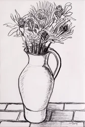 Brown Jug with Dried Flowers