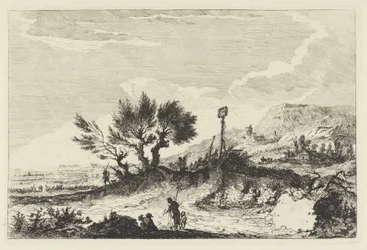 Mountainous Landscape with Walkers