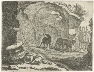 Four Dogs by a Ruin