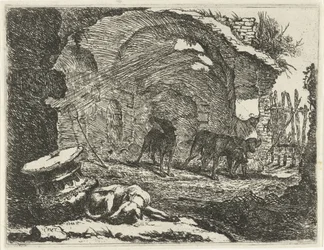Four Dogs by a Ruin (Dogs series)