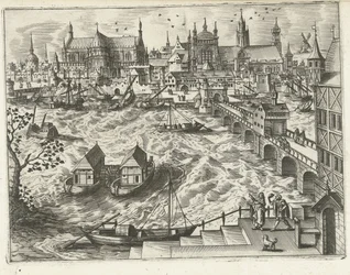 Cityscape with Bridge and Harbor