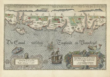 Map of the South England Coast Between the Isle of Wight and Dover