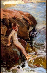 Child on the Rocks. Painting by Joaquin Sorolla y Bastida