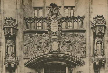 Carving in Stone Beneath the Middlesex Coat of Arms at the Guildhall, Westminster, c1935