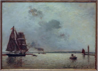 Entering the Harbor of Honfleur at Sunrise