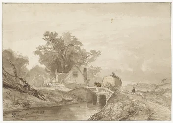 Landscape with a Bridge with a Hay Wagon on It
