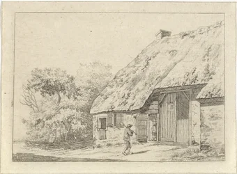 Man with a Spade by a Farm