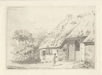 Man with a Spade by a Farm