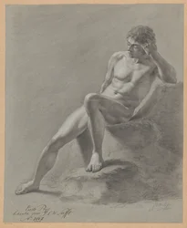 Seated Male Nude, Seen from the Front (1st Prize 1807)