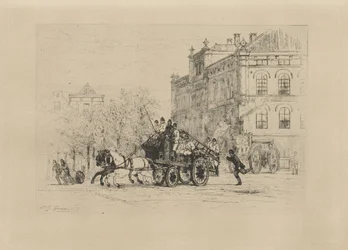 View of Weesperplein with a Fire Truck