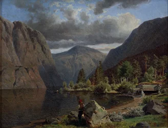 Man in Fjord Landscape