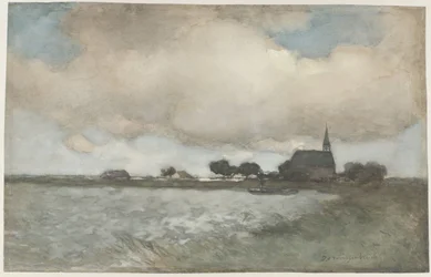 View of the Church at Noordse Dorp near Noorden