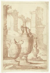 Three Vases and a Candlestick
