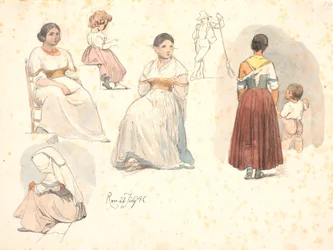 Four Studies of Italian Women, One with a Child by the Hand, and a Study of a Child, and a Study of a Street Sweeper