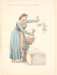 Italian Woman Fetching Water at a Fountain