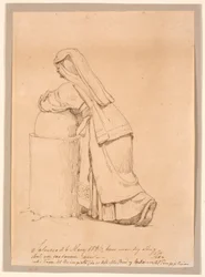 Italian Woman Leaning on a Low Pillar