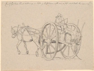 Italian Peasant Driving to Town with Wine Barrels on His Cart