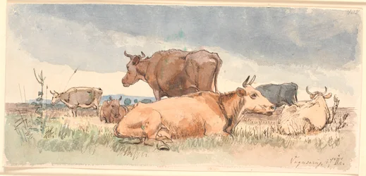 Landscape with Three Lying and Three Standing Cows