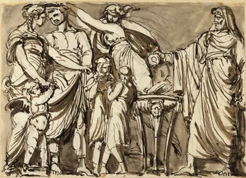 Draft for Relief with Antique Wedding Scene