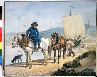 A Horse and Cart at the River