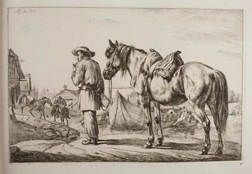 A Slovak with His Horse by a River