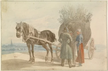 Austrian Peasants with a Horse and Cart, with Vienna in the Distance