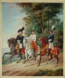The three monarchs on horseback: Emperor Franz I, Tsar Alexander I, King Friedrich Wilhelm III