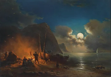 Romantic Campfire in Moonlight
