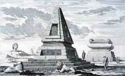 Pyramids Marking the Tomb of King Sotis of Egypt, from Entwurf einer historischen Architektur