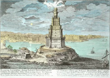 Lighthouse at Alexandria, built by Ptolemy the Great, Egypt, from Entwurf einer historischen Architektur, engraved by Johann Adam Delsenbach